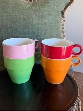 Japan Hasami Porcelain Common Stacking Coffee Mug Set 4 Multicolor Minimalist